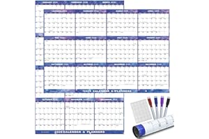SODABOLL 32" x 48" 2026 Wall Calendar Dry Erase - Large Starry Sky Calendar Wet & Dry Erasable Laminated 12 Month Annual Yearly Planner, Reversible, Horizontal/Vertical (2026 Wall Calendar)