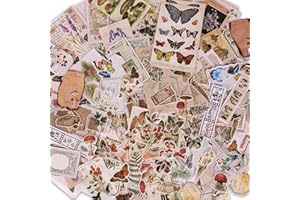 MITINU Scrapbook Supplies Pack (200 Pieces) for Art Journaling Bullet Junk Journal Supplies Planners DIY Vintage Stickers Craft Kits Notebook Collage Album Aesthetic Picture Frames (Nature)