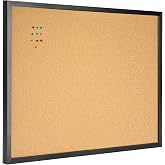 OWLKELA Cork Board, 24" x 36", Black Framed | Bulletin Board, Decorative Hanging Pin Board, Oak Frame Corkboard, Ideal for Home, Office and School