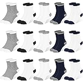 ZERULETS Kids Socks, 15 Pairs Toddler Sock Crew Mid Calf Cut Casual Dress Soft Socks for Boys Girls 1-13 Years
