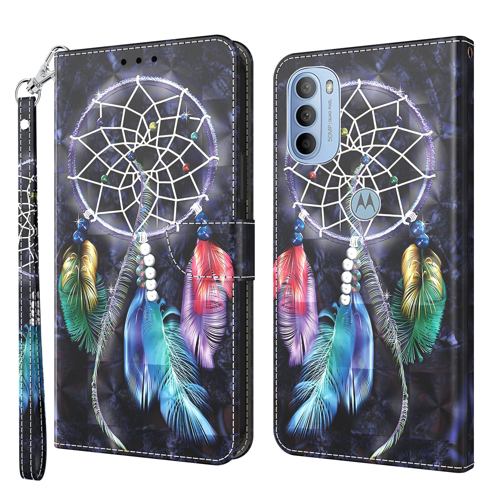 GLANDOTU Case for Motorola Moto G31/G41,Magnetic PU Leather Wallet Flip Cover with [Shockproof Protective TPU][Standing Function][Card Holders] for Motorola Moto G31/G41,Dreamcatcher