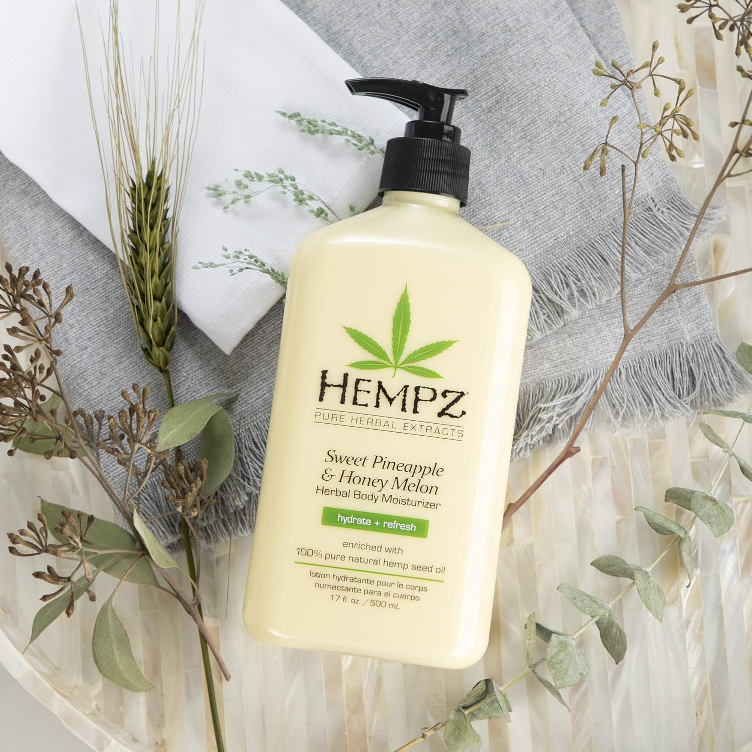 Hempz Sweet Pineapple & Honey Melon Moisturizing Skin Lotion, Natural Hemp Seed Herbal Body Moisturizer with Jojoba, Natural Extracts, Vitamin A and E, 17 oz : Beauty