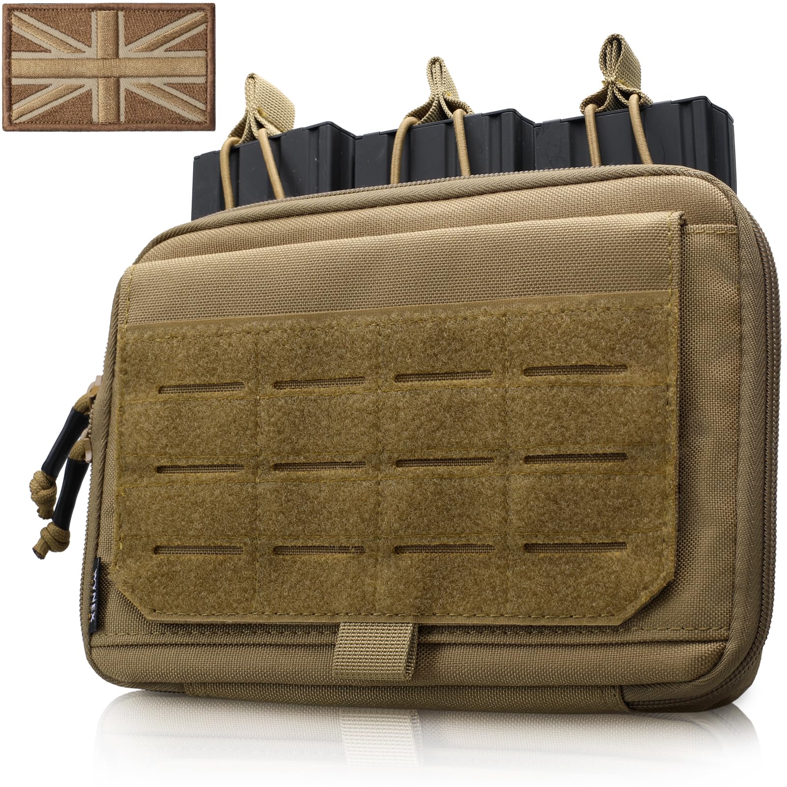 WYNEX Molle Admin Pouch of Kangaroo Style, Tactical Utility Tool Pouch with Mag/Zipper Strip Insert Modular EDC Medical Bag Organizer Attachment Patch Included