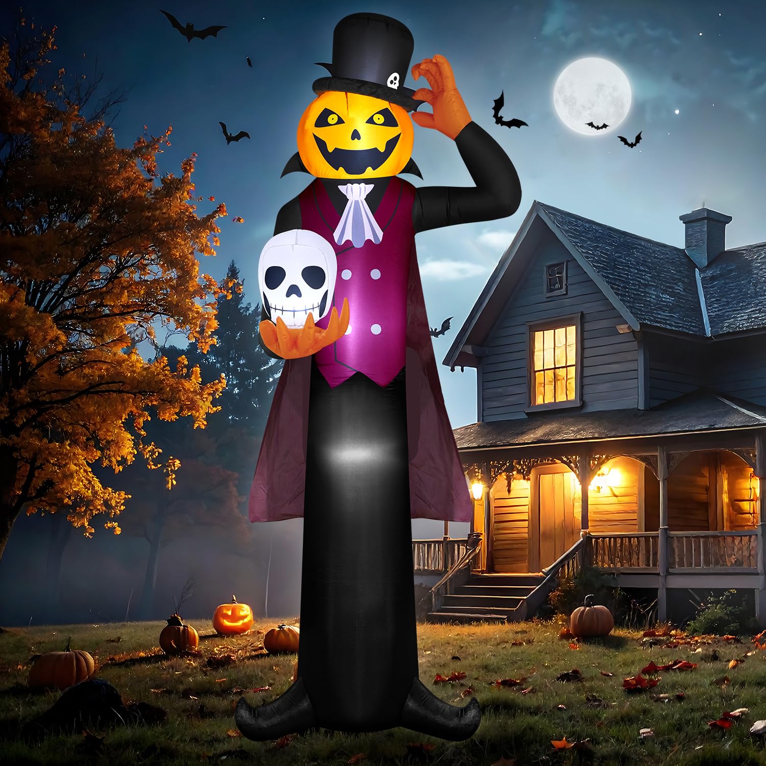 Photo 1 of 12FT Giant Halloween Inflatables Pumpkin Ghost Vampire, Halloween Decorations Outdoor Spooky Blow Ups Yard Decoration Large Huge Creepy Blowups Built-in Full-Body LEDs for Holiday Party Lawn