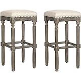 Ball & Cast Kitchen Counter Pub-Height Barstool 30 Inch Seat Height Taupe with Brush Grey Set of 2