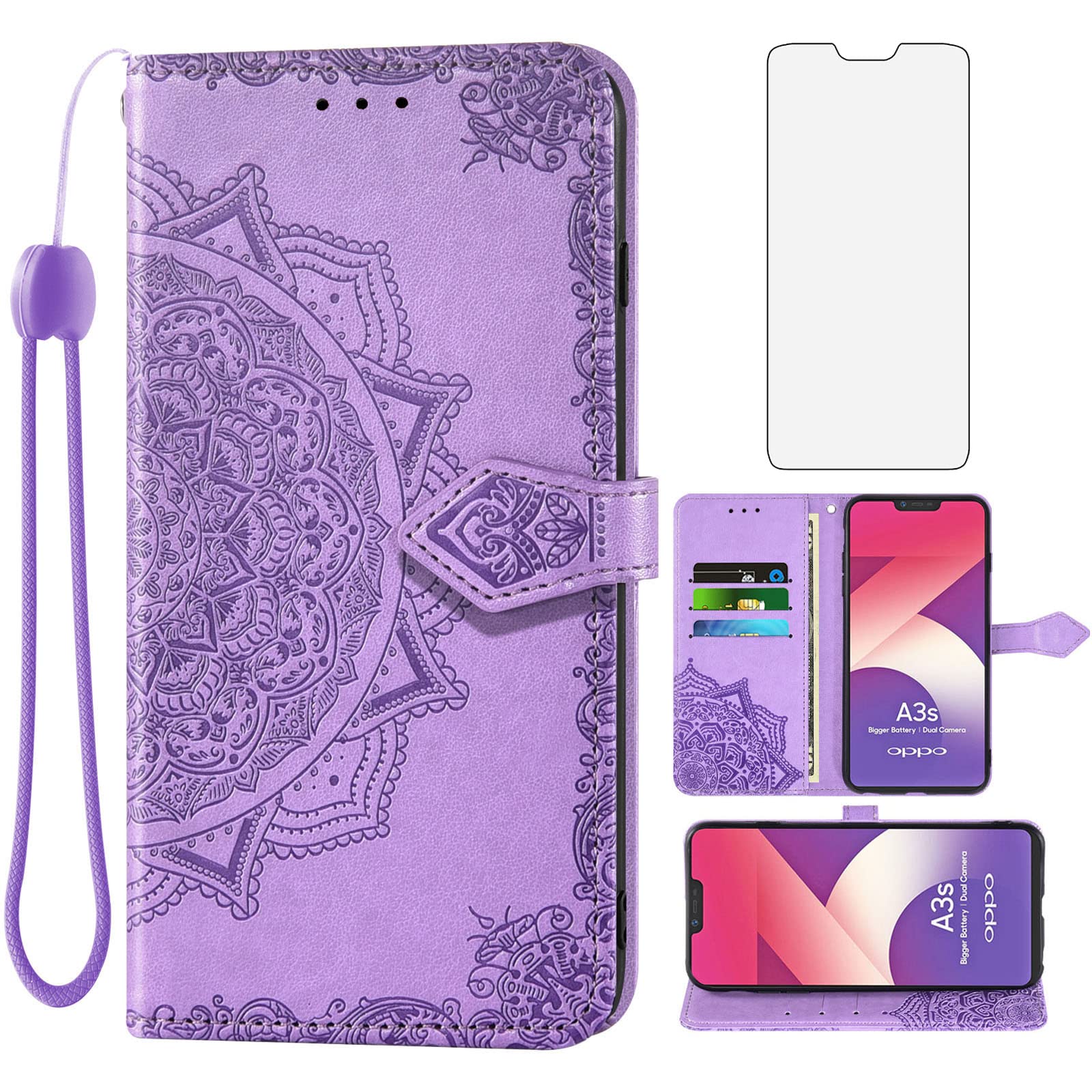 Asuwish Compatible with OPPO A3s/AX5/A5 2018 Wallet