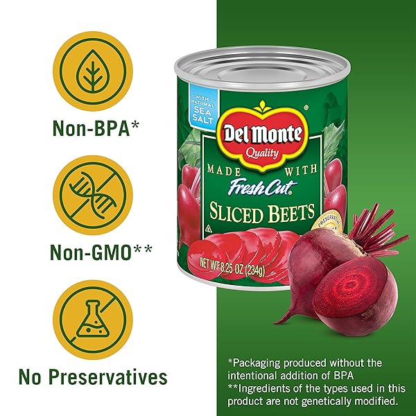 DEL MONTE FRESH CUT CANNED BEETS SLICED, CANNED VEGETABLES, 8.25 OZ CAN