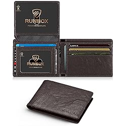 RUNBOX Wallet for Men Slim Rfid Leather 2 ID Window