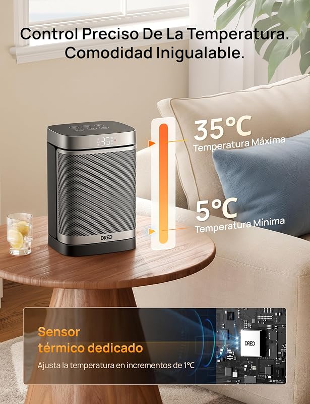 Aquecedor Atom One, 3 modos 3 velocidades, 70°Oscilação, aquecedor cerâmico PTC com termostato, com termostato, temporizador 1-12H, controle remoto, modo de economia de energia ECO