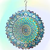 Hippolytusiart Wind Spinner Mandala Peacock Blue Ocean,Wind Spinner for Yard and Garden,Gifts for Women Mom Grandma Wife Father,12Inch 3D Kinetic Yard Art Decorations Outdoor&Indoor Christmas Decor
