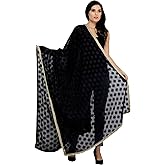 Exotic India Phulkari Dupatta from Punjab with Embroidered Bootis in Self-color Thread - Chiffon