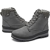 hash bubbie Women's White Combat Boots Black Platform Boots Non Slip Waterproof Ankle Boots Fall Winter Hiking Boots Fuzzy Snow Boots for women with Zipper