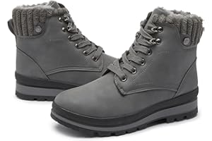 hash bubbie Women's White Combat Boots Black Platform Boots Non Slip Waterproof Ankle Boots Fall Winter Hiking Boots Fuzzy Snow Boots for women with Zipper