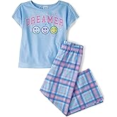 The Children's Place girls Short Sleeve Top and Pants,2 Piece Pajama Set