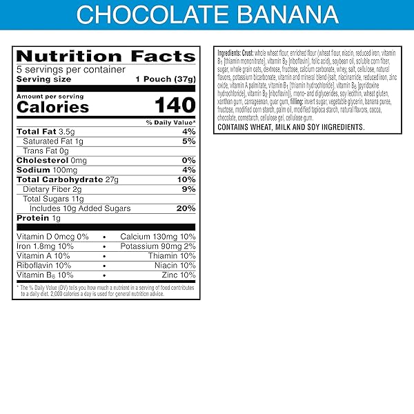 NUTRI-GRAIN BITES MINI BREAKFAST BARS, MADE WITH WHOLE GRAINS, KIDS SNACKS, CHOCOLATEY BANANA, 6.5OZ BOX (5 POUCHES)