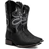 Joe Boots Python Leather Print Men's Western Boot: Square Toe Cowboy, Rodeo Boots