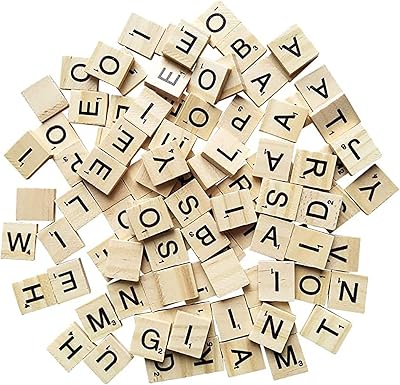 IRYNA 100Pcs Wooden Scrabble Letters for Crafts A-Z Capital Tiles Children's