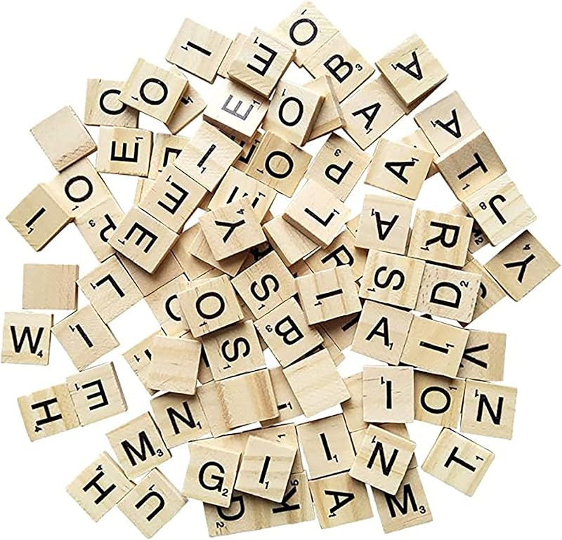 IRYNA 100Pcs Wooden Scrabble Letters for Crafts A-Z Capital Tiles Children's