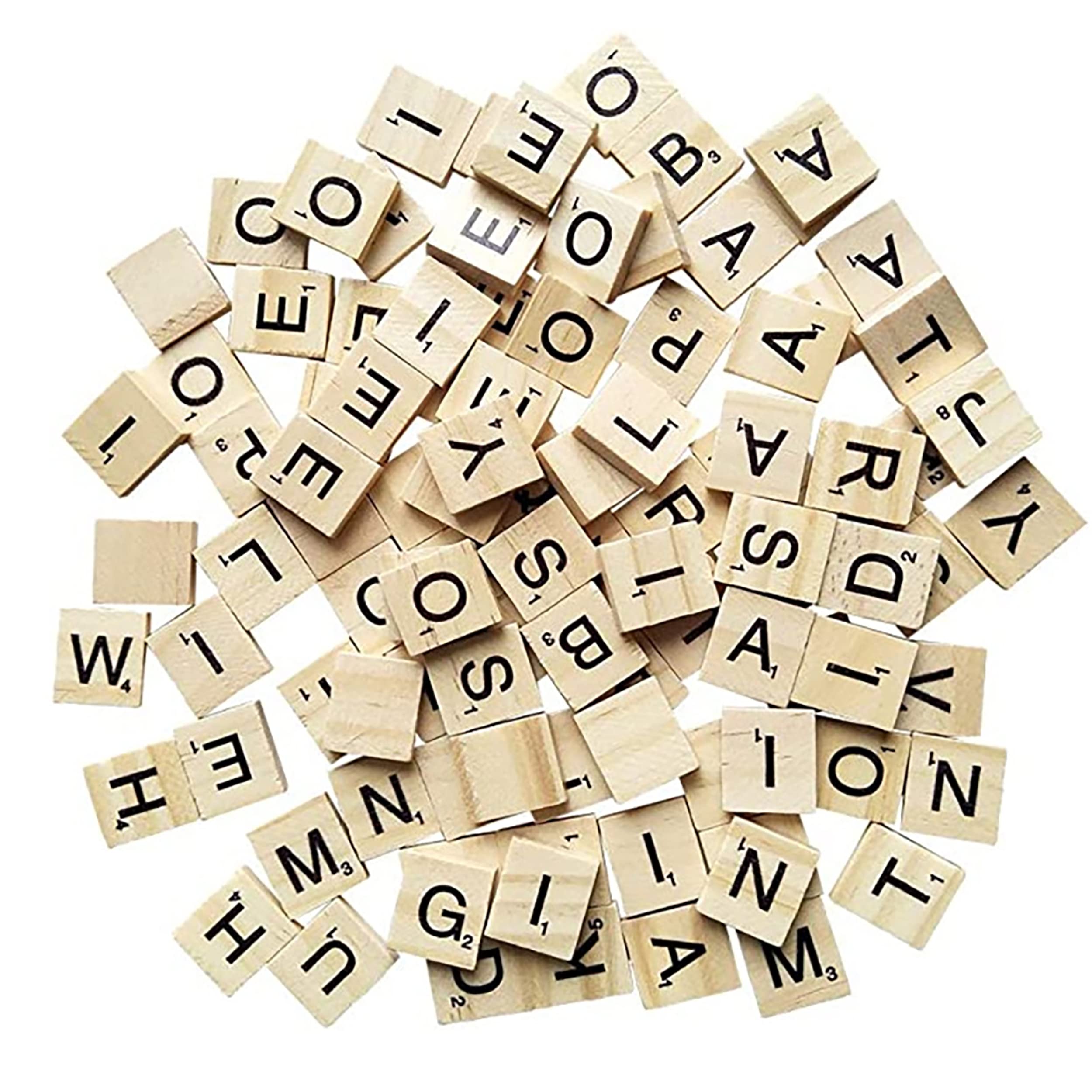 IRYNA 100Pcs Wooden Scrabble Letters for Crafts, A-Z Capital Wooden Tiles Letters Children's Educational Toy Scrabble Letters for Crafts & Educational