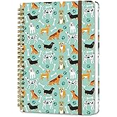 DHGPTS Spiral Journal Notebook, A5 Cute Notebooks for Women Men, College Ruled Hardcover Notebook for Work & Note Taking, 60 Pages Double-Wire Journals for Writing, Cute Lovely Dogs