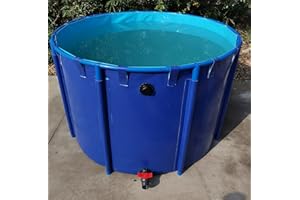 WANLIAN Pool Above Ground Canvas Fish Pond Circular Thickening Pool Belt frame Large Collapsible Outdoors Tarpaulin for koi pond Culture Agricultural Irrigation Water StorageTank4.9ftx3ft/1700L(1.5*1)