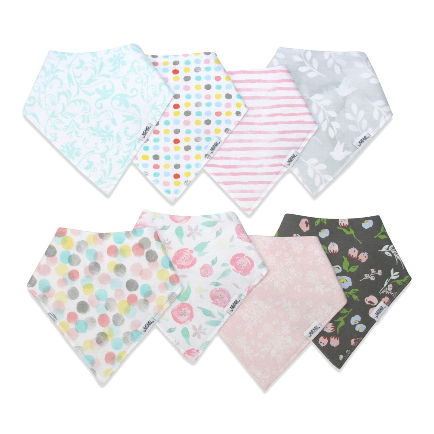 Baby Bandana Bibs | Teething Bibs For Baby Girls, Newborns, 8 Set Baby Bibs and Burp Cloths - Organic, Adjustable & Absorbent Baby Bandana Drool Bibs: Clothing