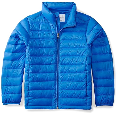 Amazon Essentials Boys' Lightweight Water-Resistant Packable Puffer Jacket, Blue, 9 Years