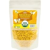 US Organic Beeswax 100% Pure Yellow Pastilles, 8 oz (Medium) | USDA Certified Organic, For DIY Candle, Lip Balm, Body Cream, Lotion, Deodorant, Crayon