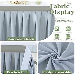 Partisky Gray Polyester Table Skirt for Rectangle