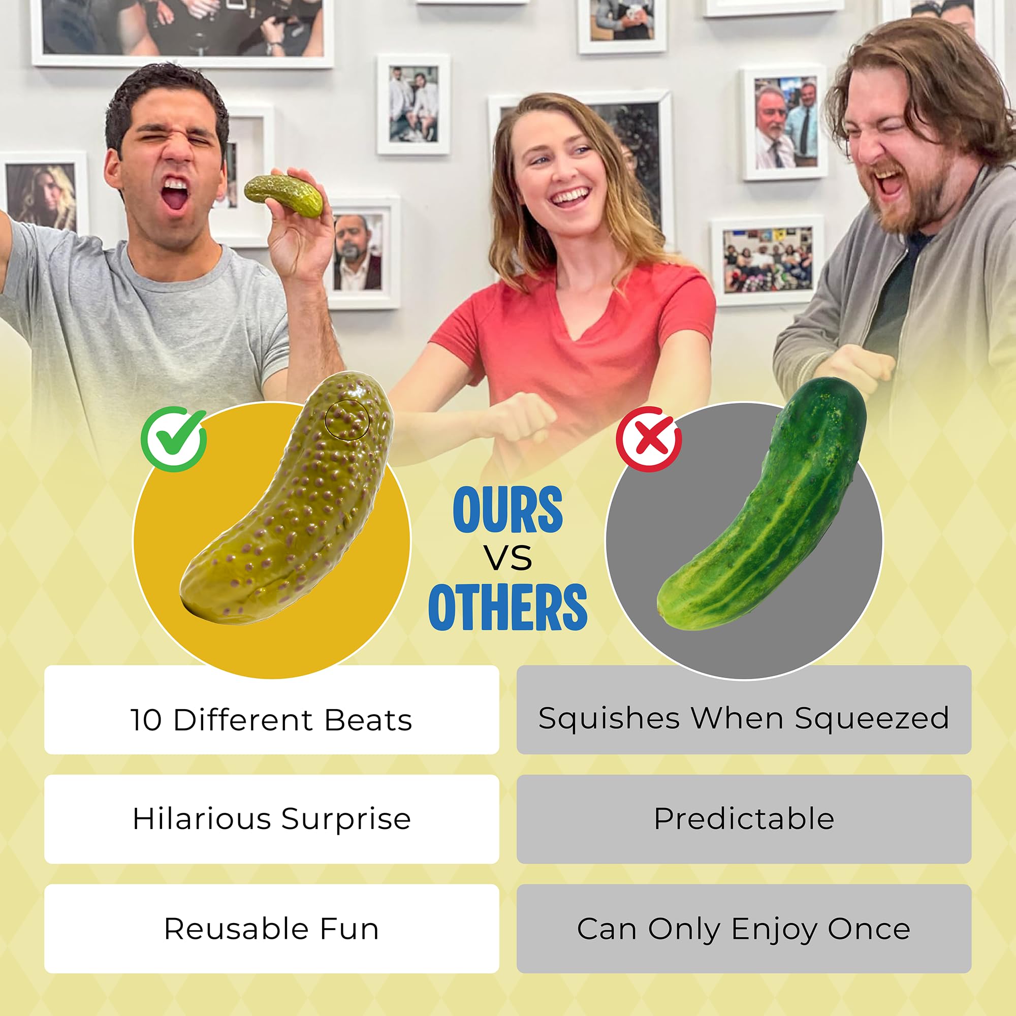 DR DINGUS Party Pickle - 30 Second Dance Party - 10 Original Music Beats - Press Button - Family Friendly for Class, Office, Gift, Making Friends