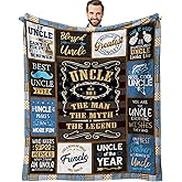 SIKLTY Uncle Gifts Throw Blanket, 60" x 50", Multicolor, Letter Print, Polyester Flannel (Wool-blend), Soft, Velvety Texture, Warm, Indoor/Outdoor Activities