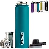 The Tea Spot Steepware Tea Tumbler and Thermos, 22oz, Tea Bottle with tea infuser for loose leaf tea or iced coffee, Sleek Double Wall Tumbler & Insulated Travel Bottle - Teal