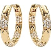 MEVECCO Gold Hoop Earrings for Women 18K Gold Plated Cubic Zircon Huggie Earrings Earrings for Everyday Jewelry