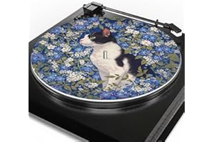 Qehuruxo Cat Floral Turntable Mat Record Player Slipmat Felt Rubber Disc Ultra Thin Anti Static Turntable Pad Soft Mat Enhance Sound Quality Diameter 11.61 Inch
