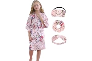 SEALINF Kids Girl's Floral Robe for Birthday Spa Parties Wedding Getting Ready Sleeping Gown