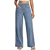 IUGA Wide Leg Jeans Woman High Waisted Pull On Baggy Jeans for Women Stretchy Trendy Womens Jean Straight Casual Denim Pants