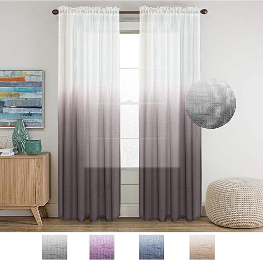 Amazon Com Turquoize Grey Linen Curtains 96 Inches Long Natural