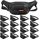 Kajaia 16 Pieces Fanny Pack Bulk Adjustable Waist Bags with Zippers Crossbody Party Fanny Packs Canvas Waist Belt Bag for Women Men Kids Teams Travel Running Cycling Hiking (Black)