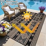SHACOS Outdoor Rug 270x360 cm Waterproof Reversible Patio Rug Black view 4