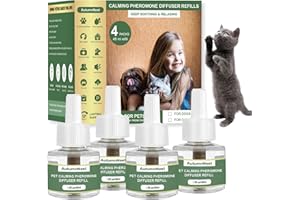 Cat Calming Pheromone Diffuser Refills, 4 Pack 48ml, Helps Relieve Cat Anxiety, Reduce Stress, Aggression, Fighting, Spraying