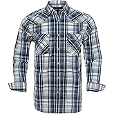 Western Shirts for Men with Snap Buttons Regular Fit Plaid Mens Long Sleeve Shirts Casual