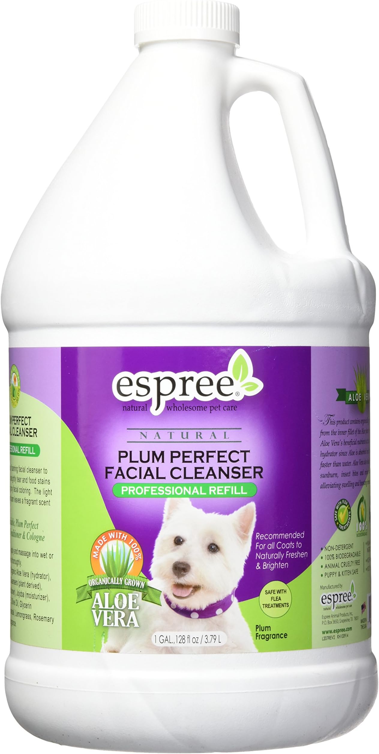 Espree Plum Perfect Facial Cleanser Refiller for Dogs | Made With Organic Aloe Vera | 1 Gallon
