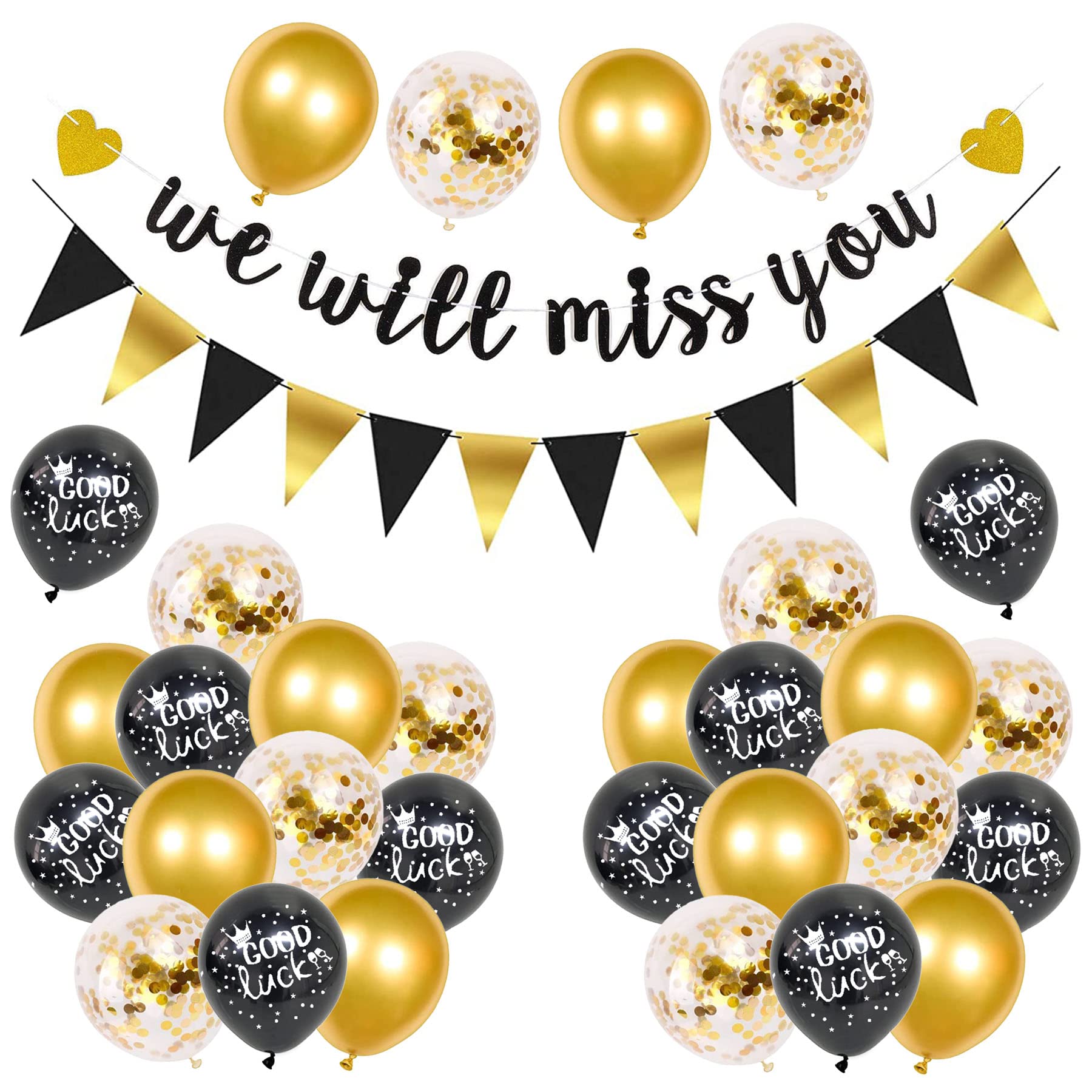 Farewell party decoration, we will miss you decoration, we will miss you banner, triangle flag banner, good luck balloons, party accessories for retirement, decoration for farewell party