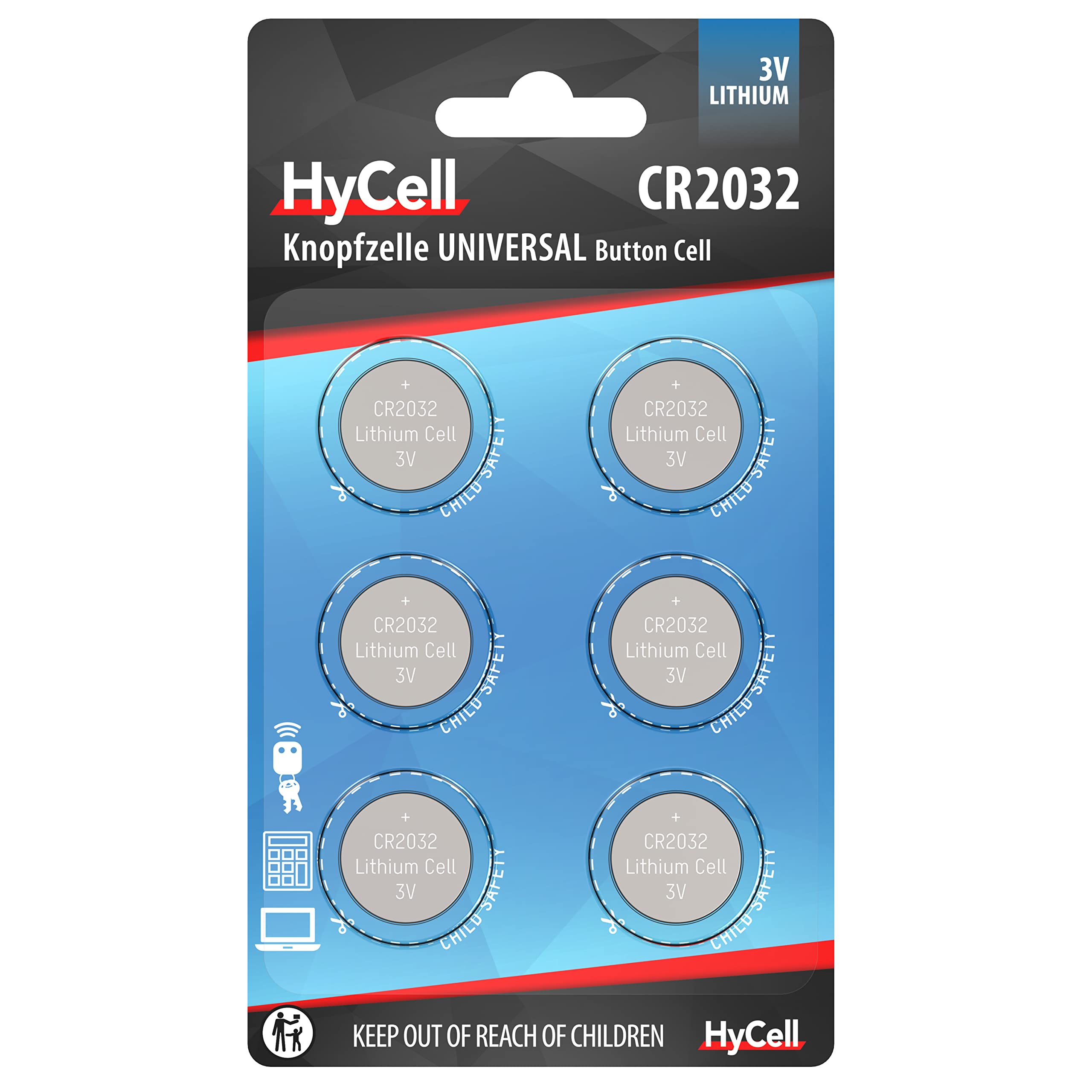 HYCELL 1516-0026 CR2032 Lithium Button Cell for Garage Door Opener/Alarm System - Silver
