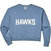 Womens Hometown Hawks Text Design Comfort Colors Crop Sweatshirt