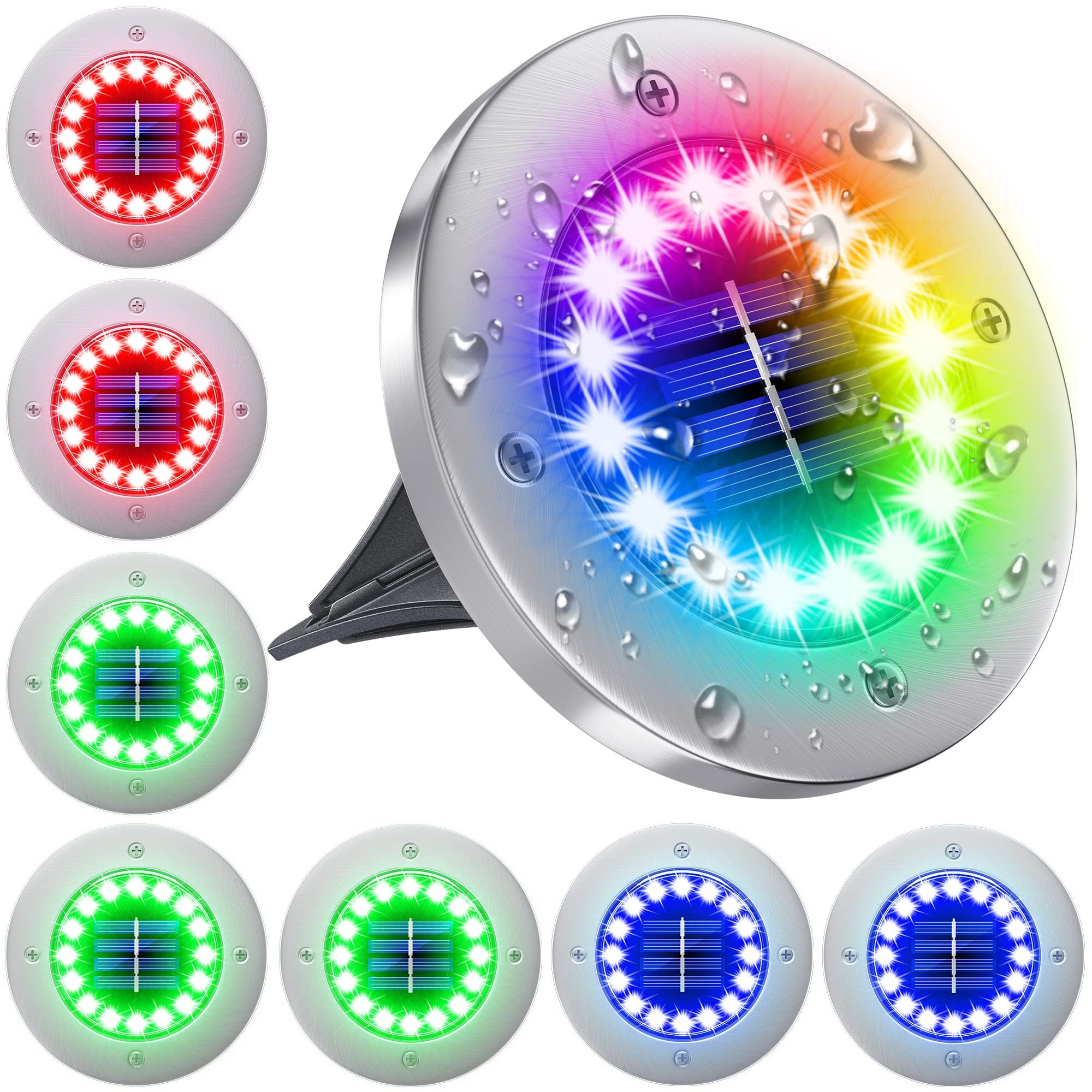 Photo 1 of NFESOLAR Solar Lights Outdoor with 16 LEDs, 8 Pack Bright Multi-Color Solar Ground Lights Outdoor Waterproof for Pathway Garden Yard Lawn Walkway Halloween Christmas Decorations
