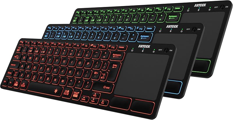 Arteck HB305-4B Universal Backlit Bluetooth Keyboard with Touchpad