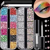 BELLEBOOST Face Gems Flatback Rhinestones with Quick Dry Glue for Makeup | Colorful Rhinestones+Crystal AB &amp; Transparent Face Jewels Kits with Pickup Pencil, Tweezer, Nail Gems for Bedazzling and Nail
