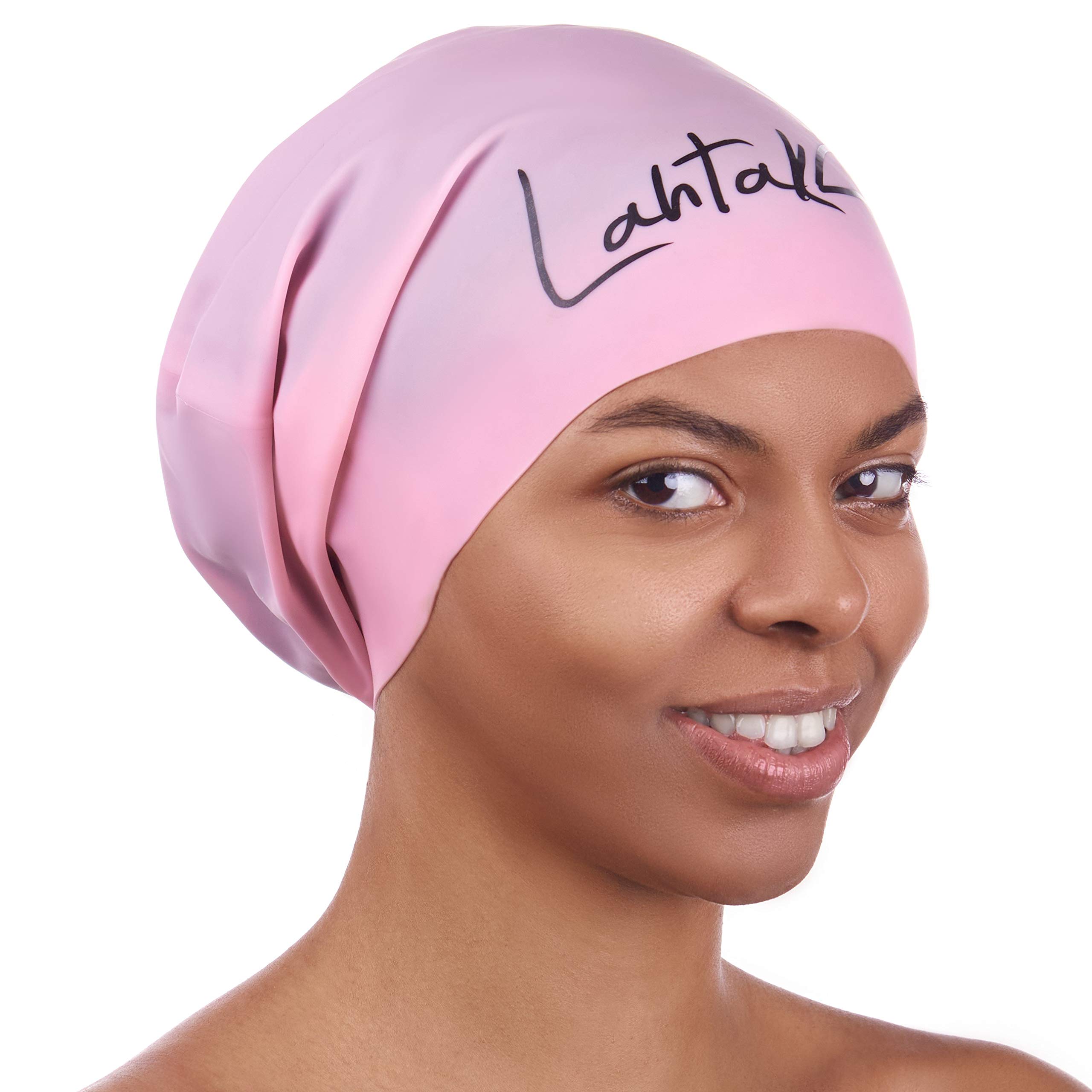 Swimming Cap for Long Hair - Extra Large Swimming Cap - Long Hair Swim Cap for Women Men Adults Kids - Waterproof Silicone Swimming Hat - Dreadlocks (Rose Quartz L)