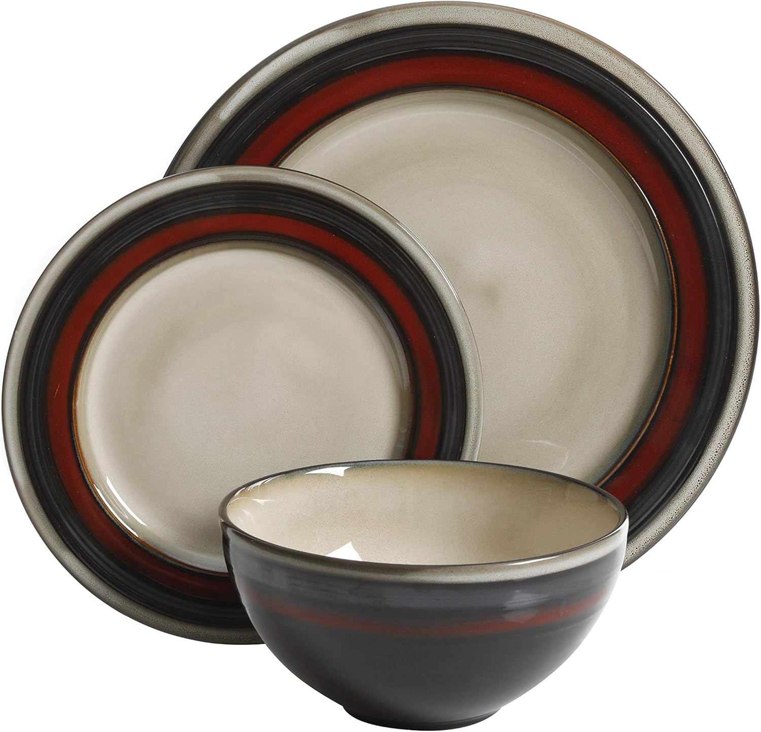  | Gibson Elite Everston 12 Piece Dinnerware Set, Red: Dinnerware Sets